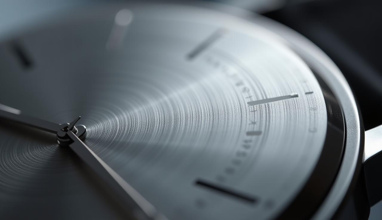 Texture of brushed steel on a Dutch watch